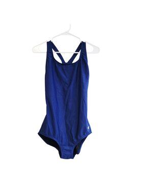 Speedo Womens Blue PowerFLEX One-Piece Swimsuit Size 10 Racerback Design UPF 50